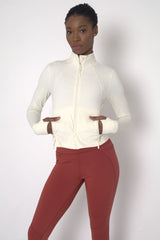 POWERFLOW CROPPED RUNNING JACKET OFF WHITE