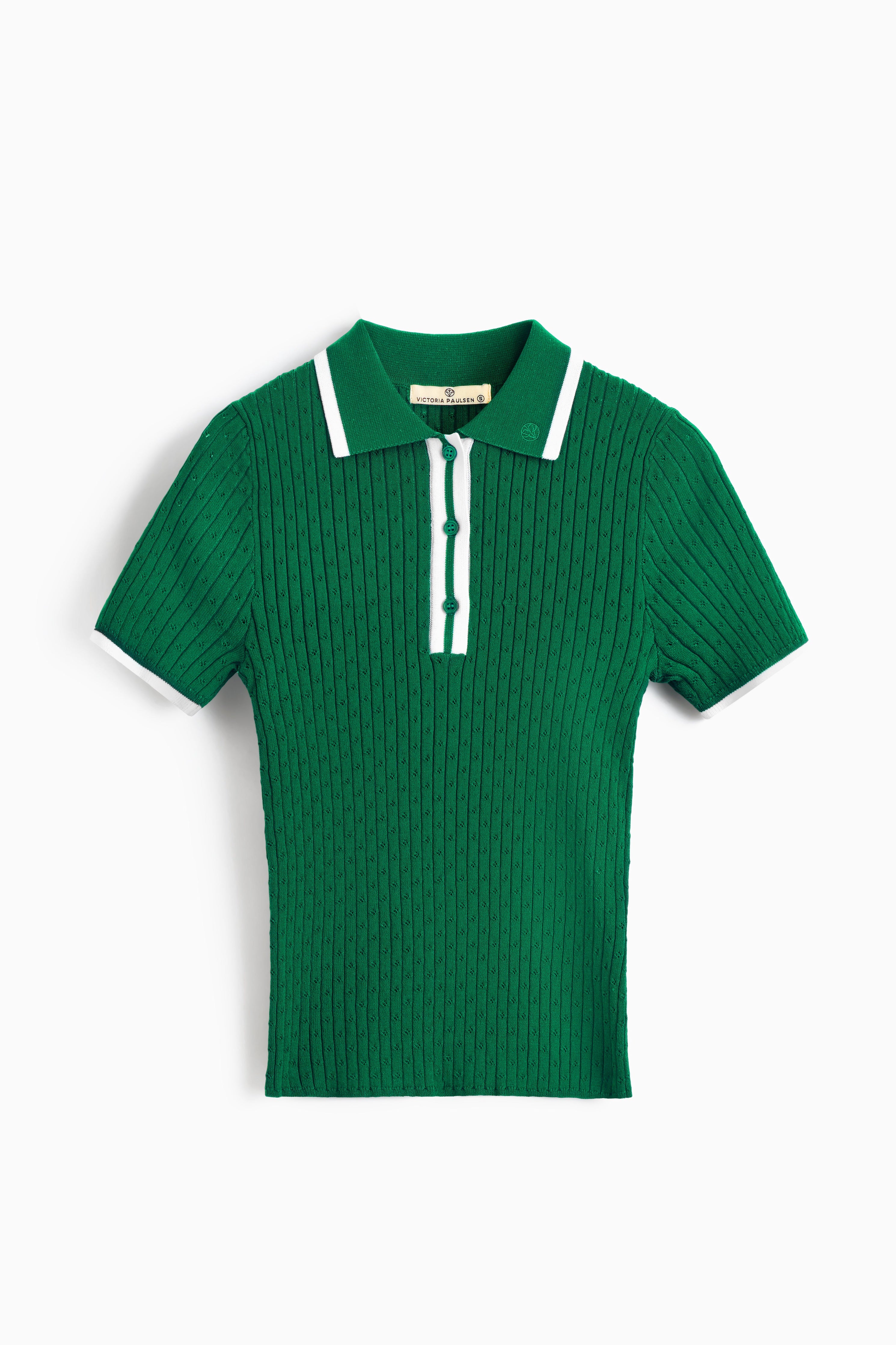 Jamie Pointelle Knit Short Sleeve Polo