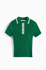 Jamie Pointelle Knit Short Sleeve Polo