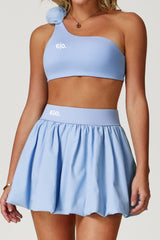 AYA One Shoulder Bra Top and Skirt Set (With Flower)
