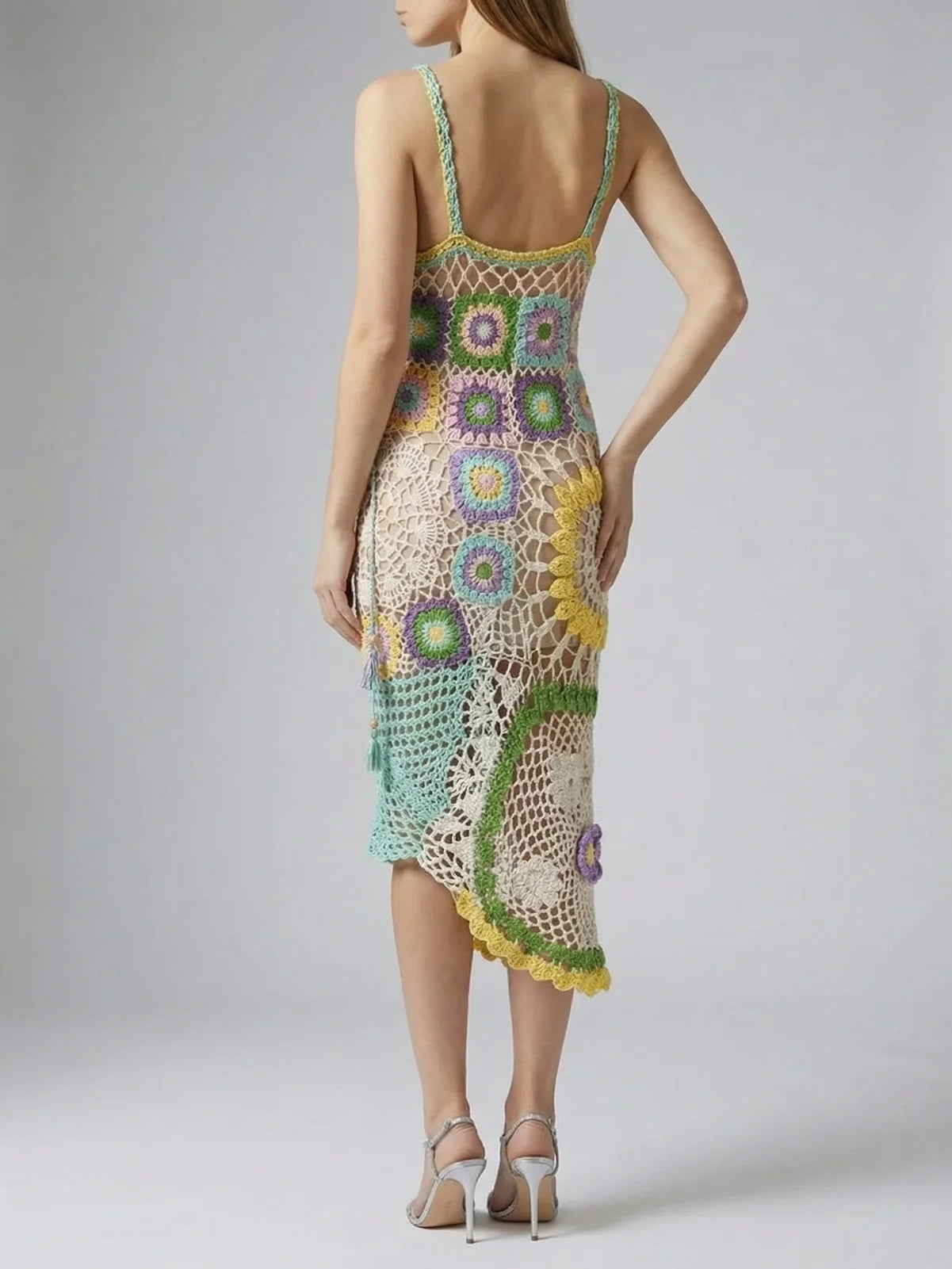 Octavia Crochet Party Dress Multi-Coloured