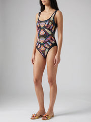 Oceanus X Zandra Rhodes Dreamy Dreamy One Piece Shell Swimsuit Black - Stock