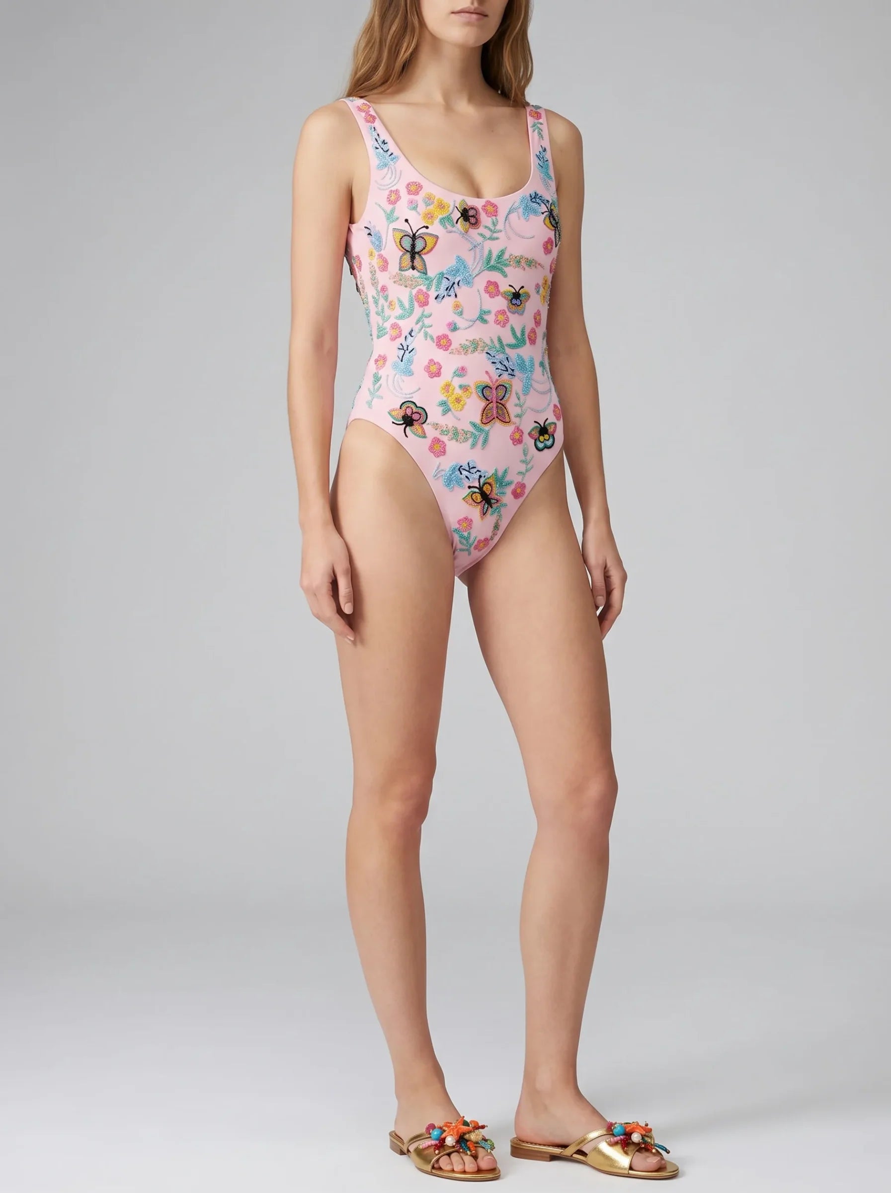 Alabama Floral Hand Embroidered One Piece Swimsuit