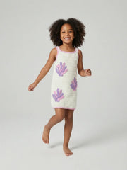Coral White Crochet Kids Dress