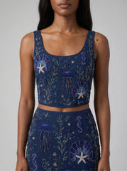 Reya Co-Ord Top in Navy