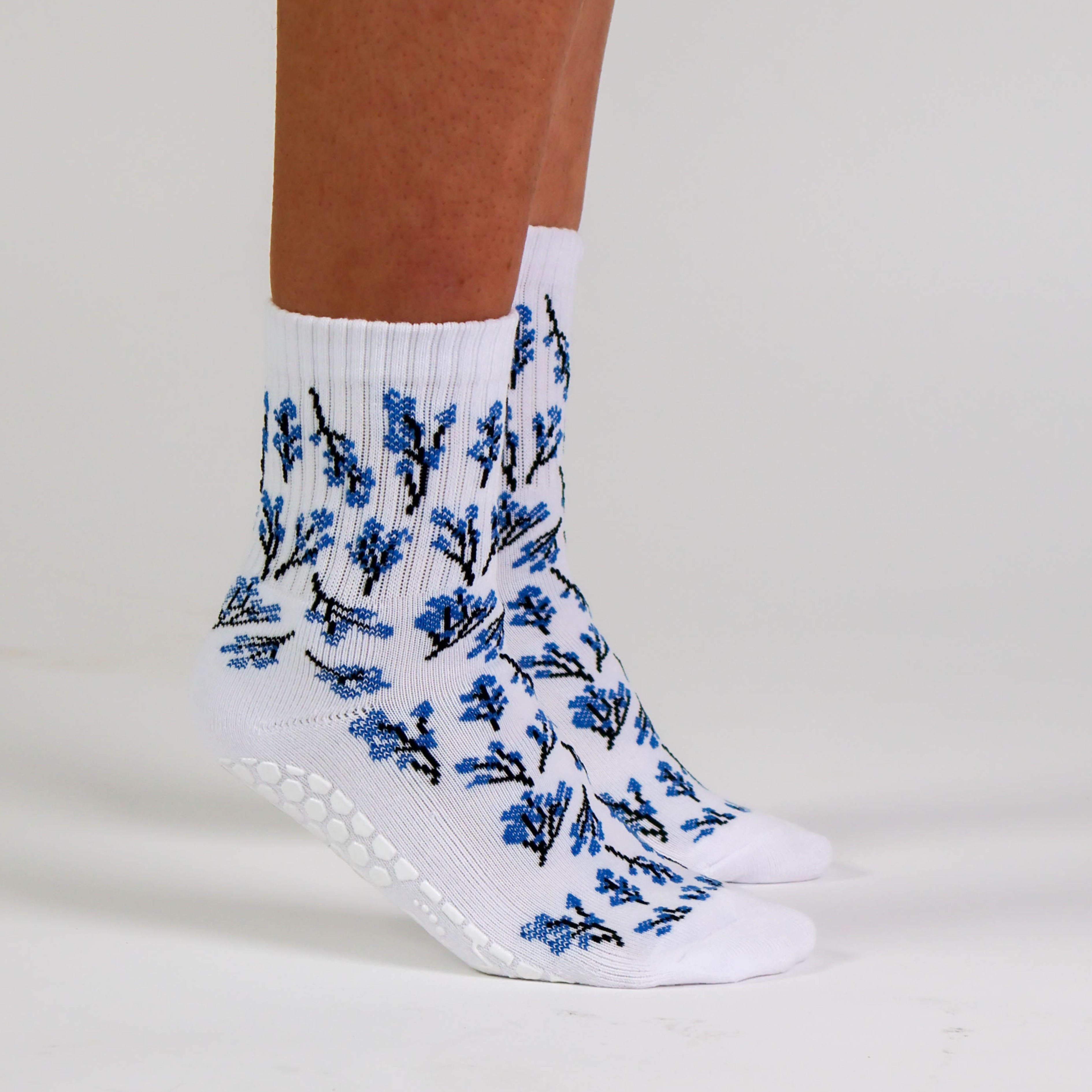 Melisoles Bluebells Blue Floral Grip Socks