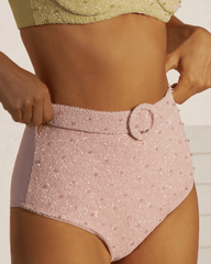 Heidi Hand Beaded Bikini Bottom in Pink