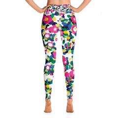 High Waist Yoga Leggings in Pink Garden