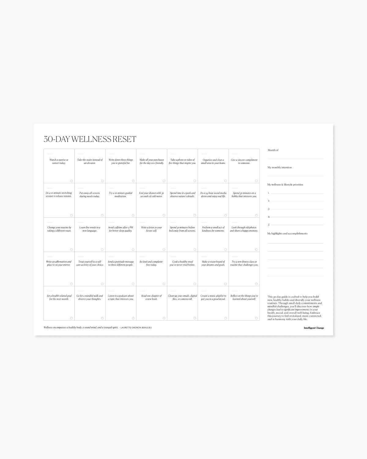 30 Day Wellness Reset Challenge