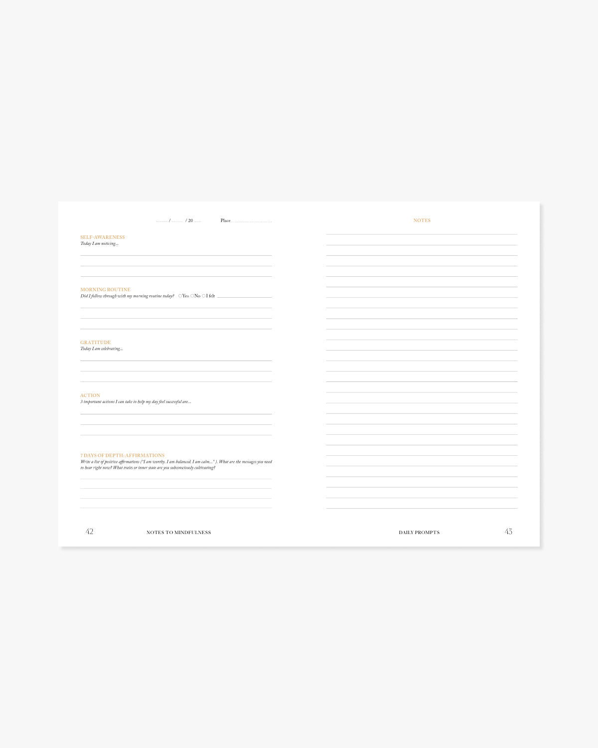 Notes to Mindfulness Journal (Downloadable) - Digital Version Sunset Orange