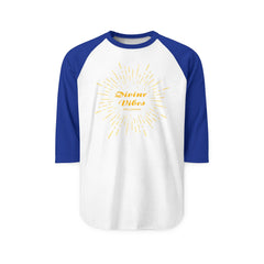 Divine Vibes Raglan Shirt — Gold Sunburst 3/4 Sleeve Baseball Tee