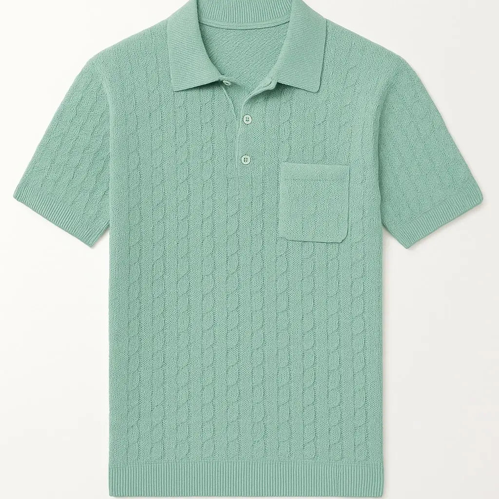 Cashmere Feel Polo Shirt | Sky Blue