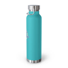 22oz Copper Vacuum Insulated Bottle — Cheerful Blue Mascot Design