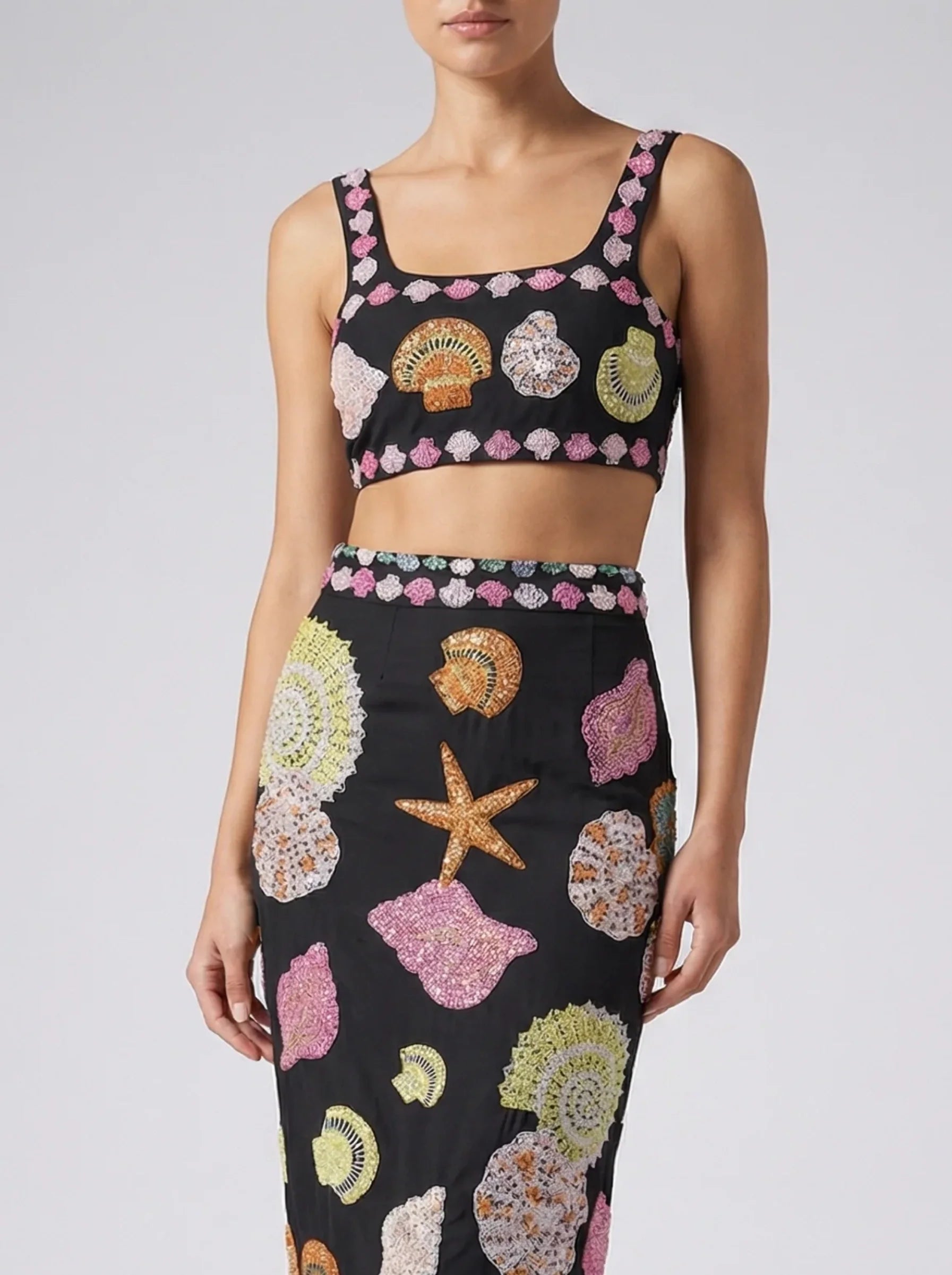 New York Hand-Embroidered Top Black
