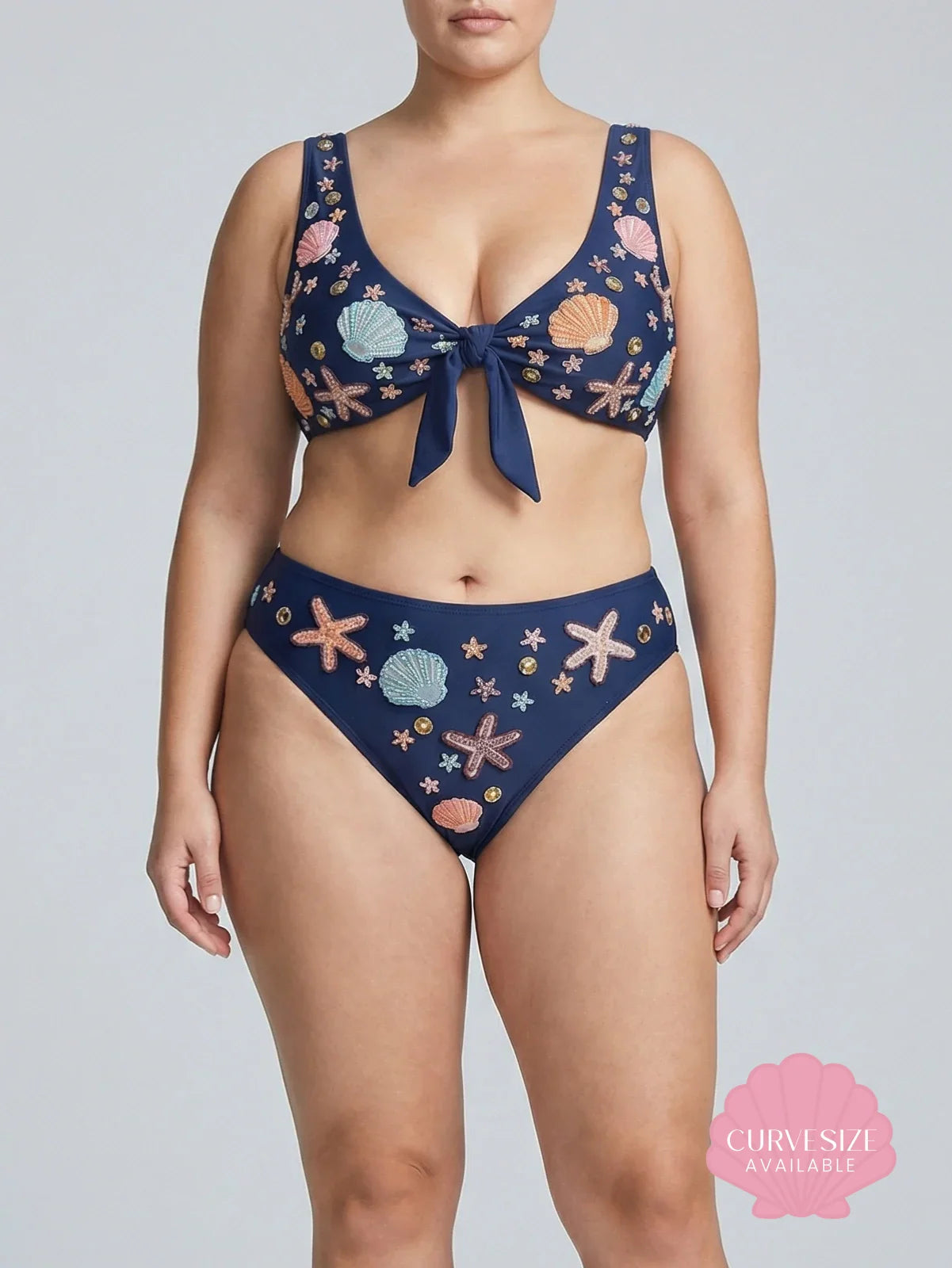 Orla Tie in the Middle Bikini Top Navy