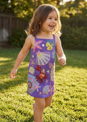 Oceanus | Disney Kids Andrina Shell Purple Strappy Dress