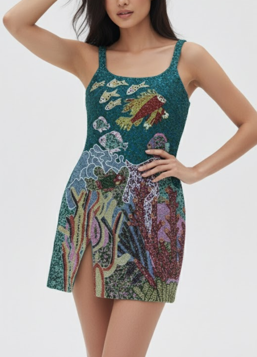 Coastal Blue Coral Mini Dress