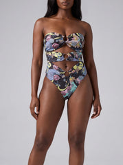 Black Abstract Cut-Out Swimsuit