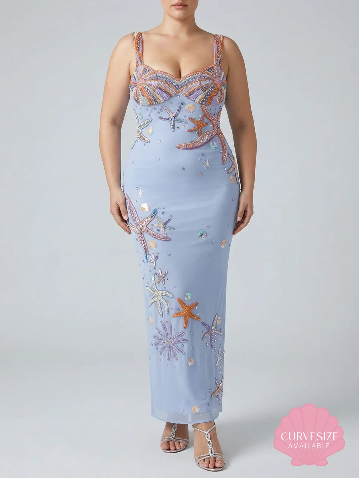 Crescent Shell Long Dress Lilac