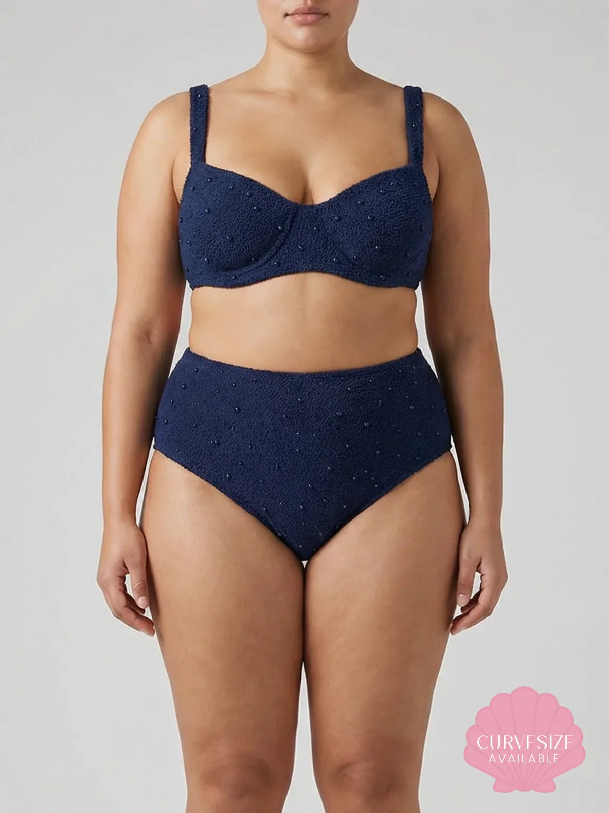 Heidi Hand Beaded Bikini Top Navy