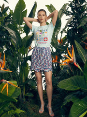 Plage Blue Tee -Tshirt Beaded