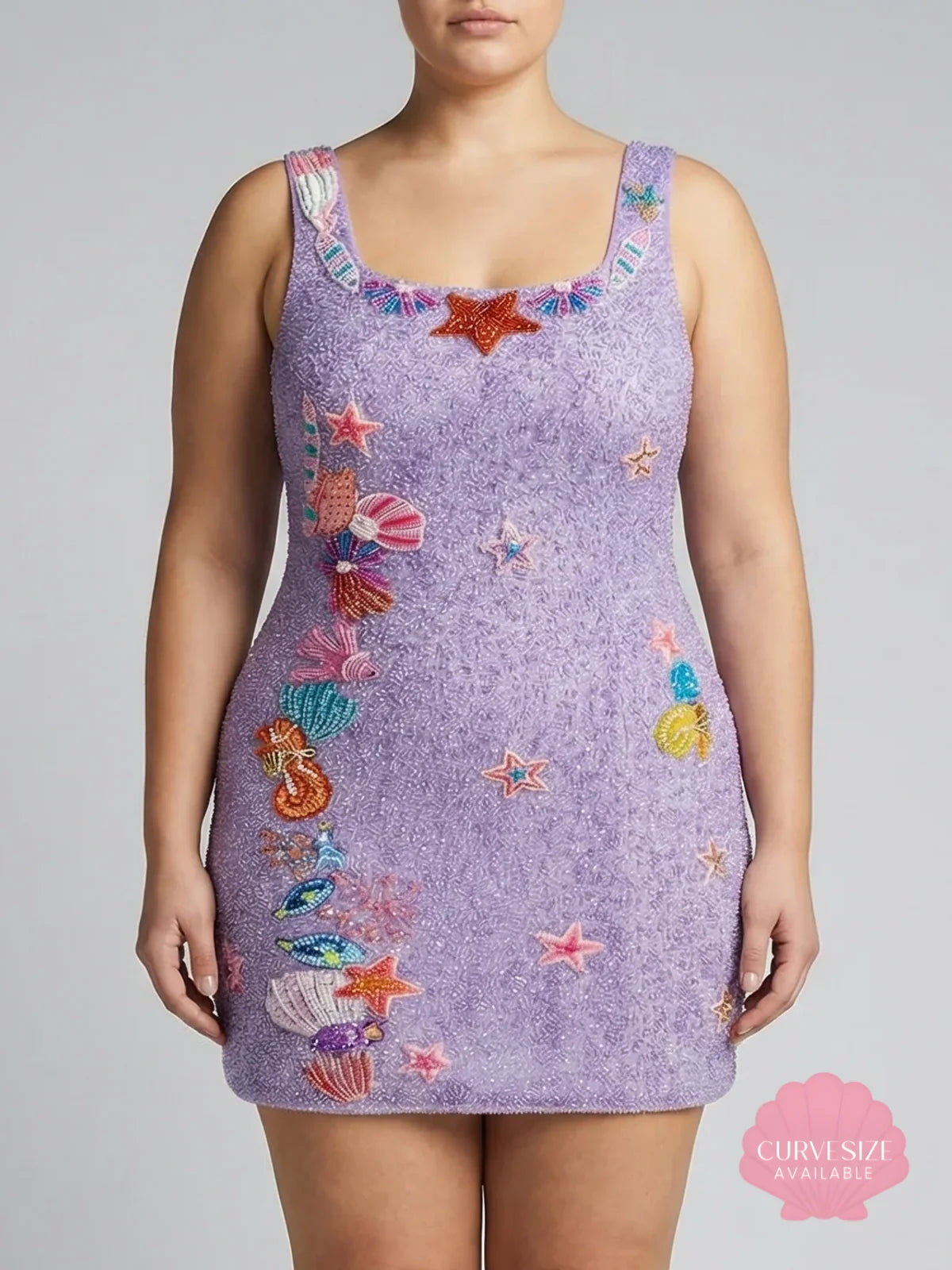 Sea Whisper Fully Beaded Pink Mini Dress