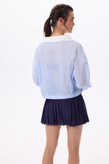 VALE SWEATSHIRT - V NECK, CROPPED SWEATSHIRT in POPLIN