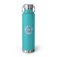 22oz Copper Vacuum Insulated Bottle — Cheerful Blue Mascot Design
