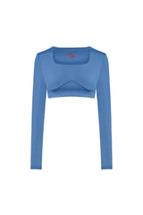 Free Heaven Long Sleeve Crop Top - Coronet Blue