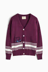 Sophie Stripe Cardigan - Burgundy
