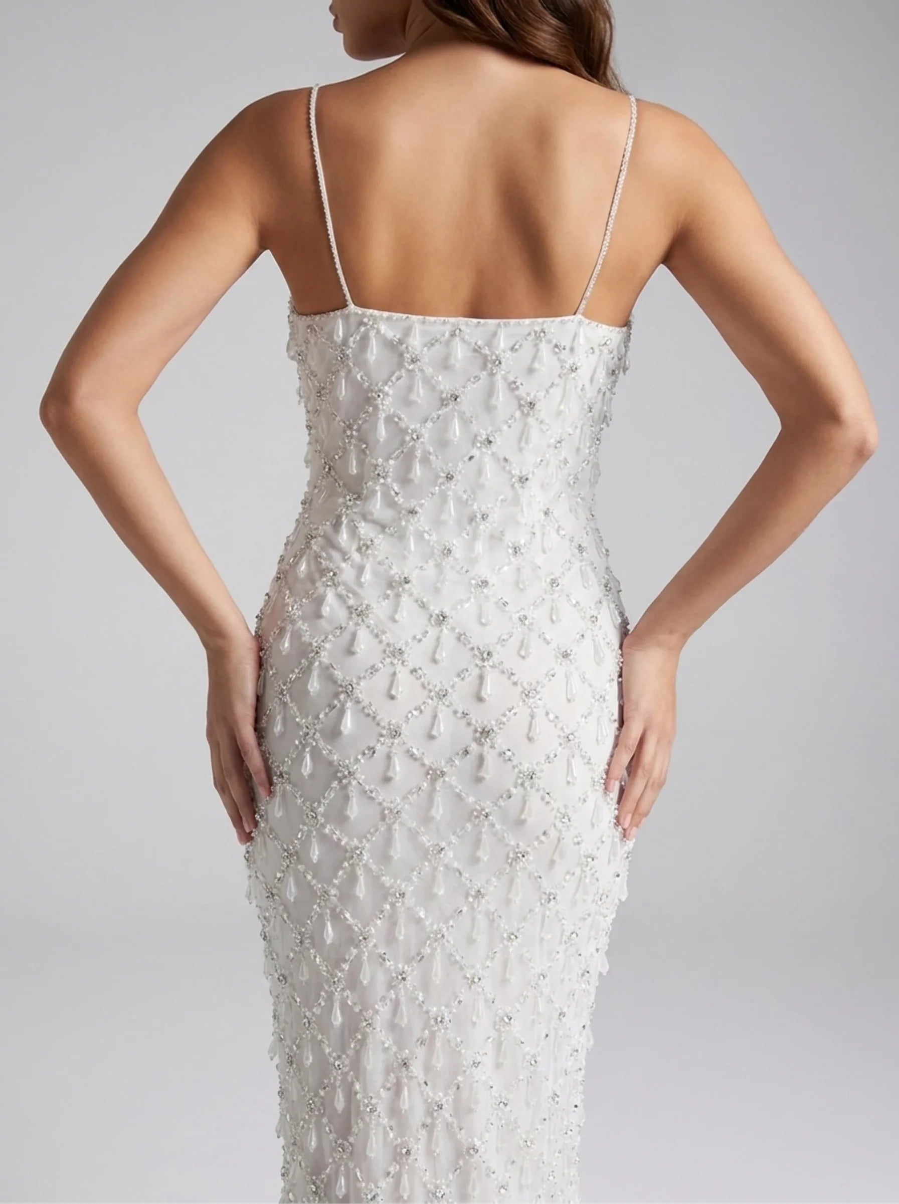 Calliope Luxury Crystal Maxi Party Dress White