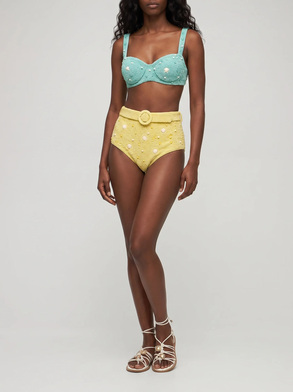 Heidi Shell Hand-Beaded Yellow Bikini Bottom