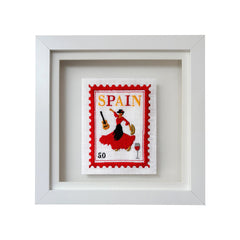 Postage Stamp Embroidery Artwork, Spain