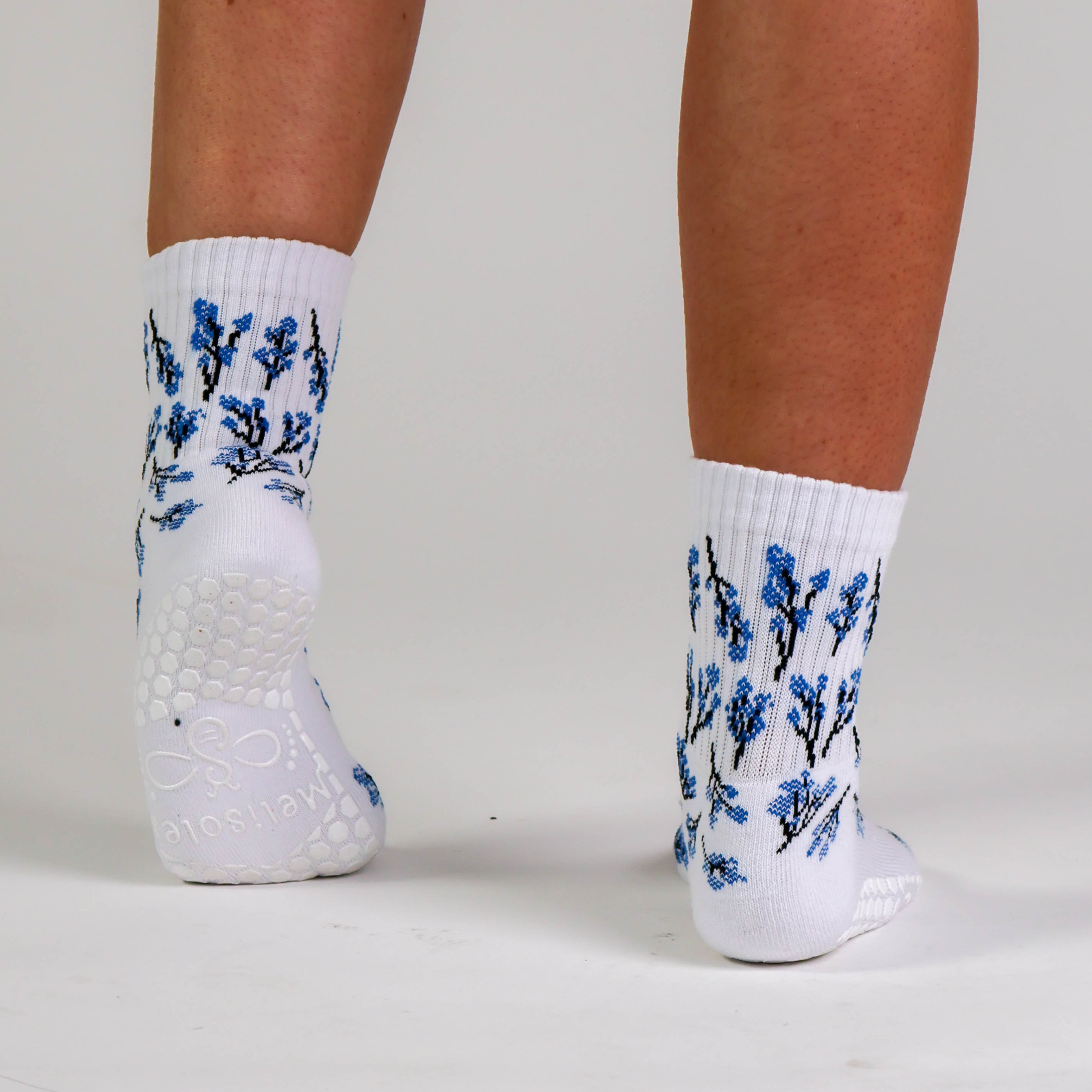 Melisoles Bluebells Blue Floral Grip Socks