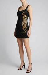 Serpentina Noir Scoop Neck Mini Dress