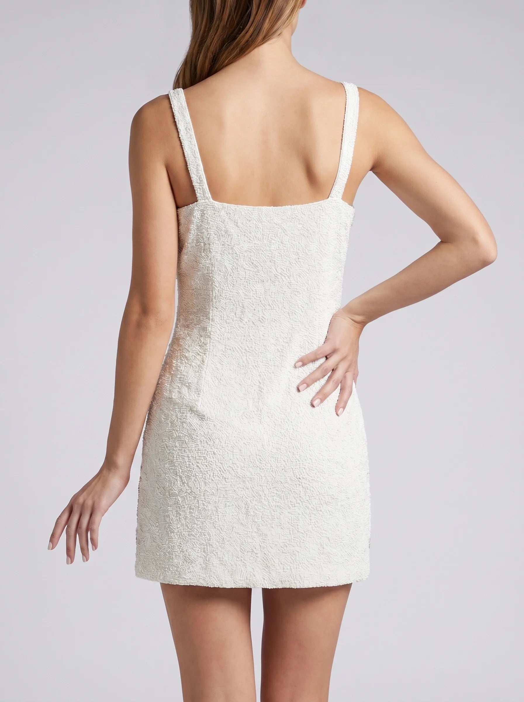Ocean Treasure White and Gold Beaded Mini Dress