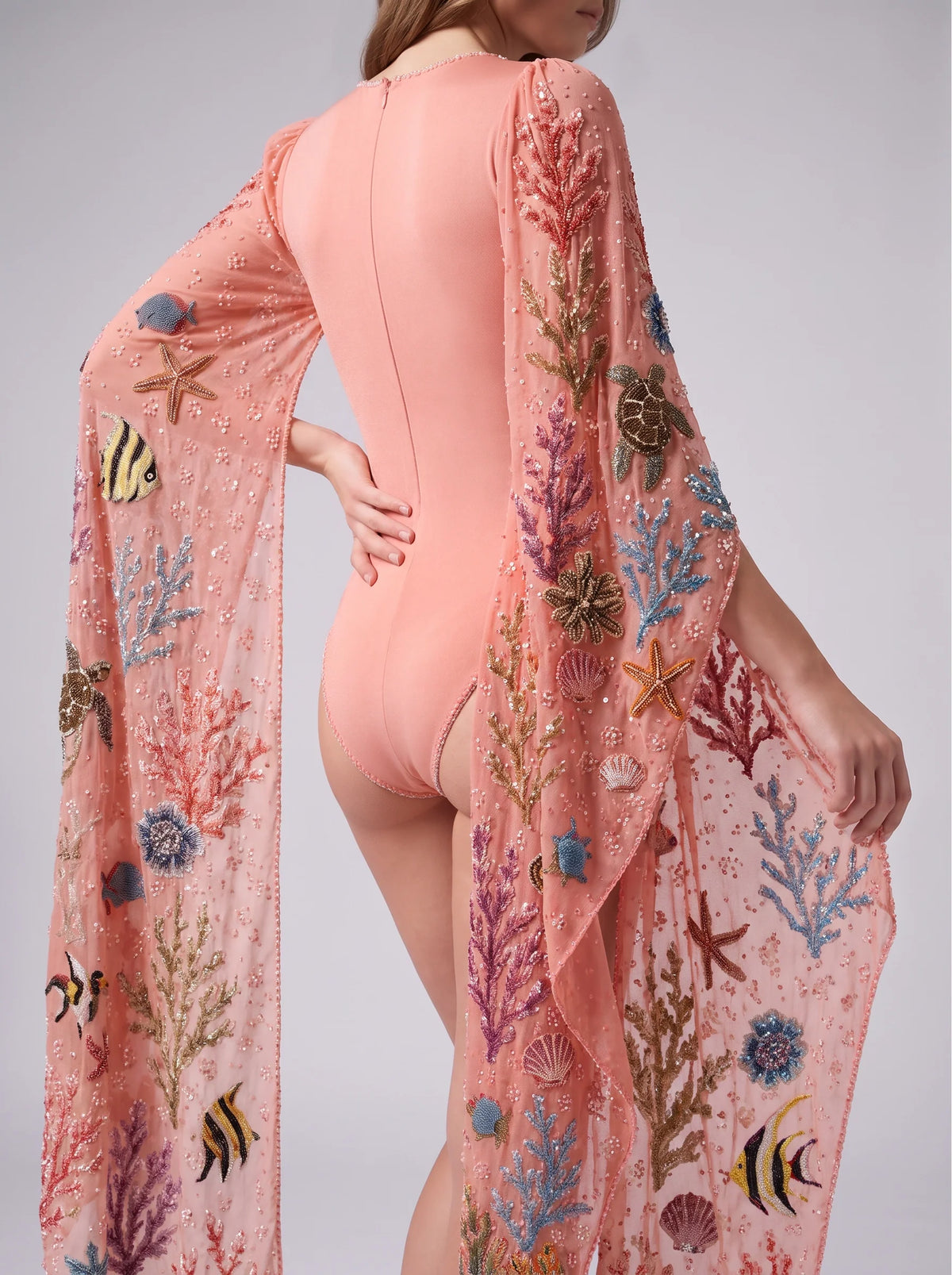 Seraphine Coral Multi Colour Embellished Bodysuit
