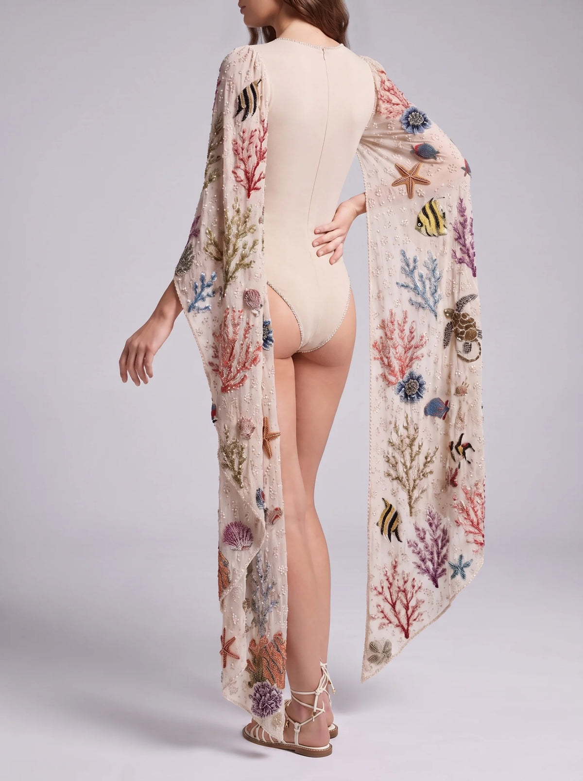 Seraphine Coral Multi Colour Embellished Bodysuit