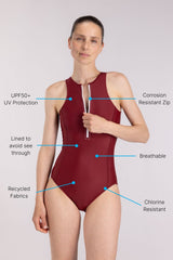 Yemaya One Piece Swimsuit Full Coverage ― Red