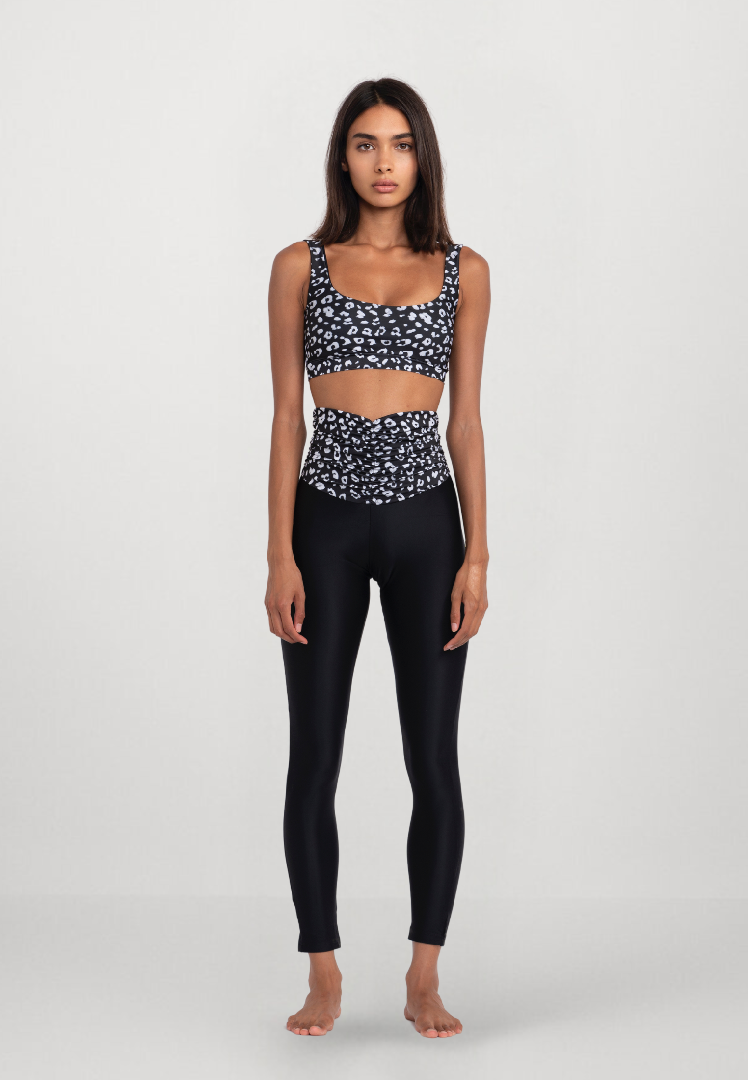 High-Waist Sculpt Leggings Black Leopard