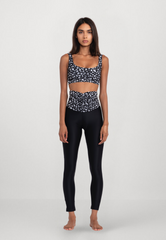 High-Waist Sculpt Leggings Black Leopard