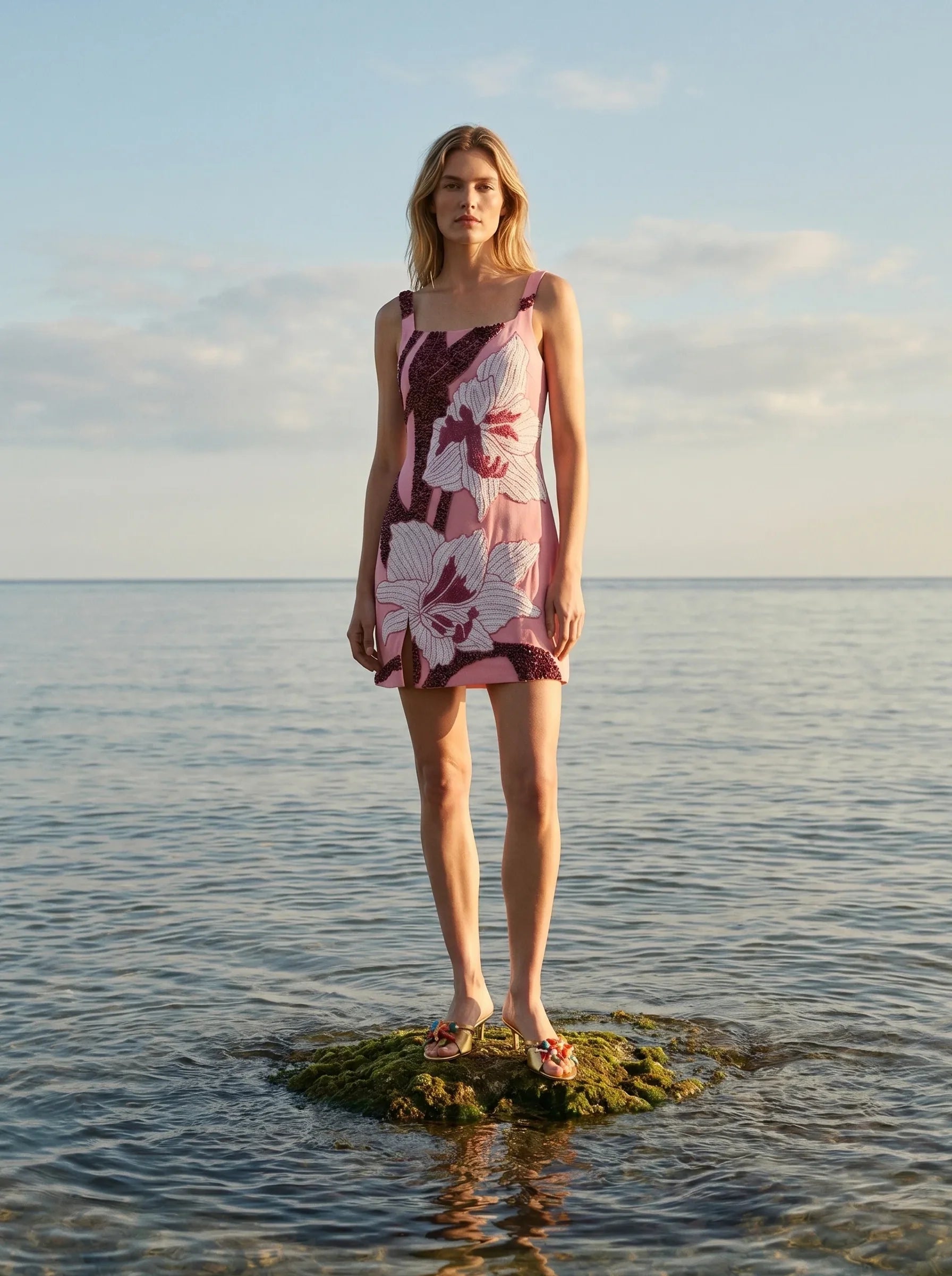 Delilah Hand Beaded Mini Dress Pink X by Poppy
