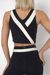 YOGAFLOW BACK WRAP CROPPED TOP DUO BLACK