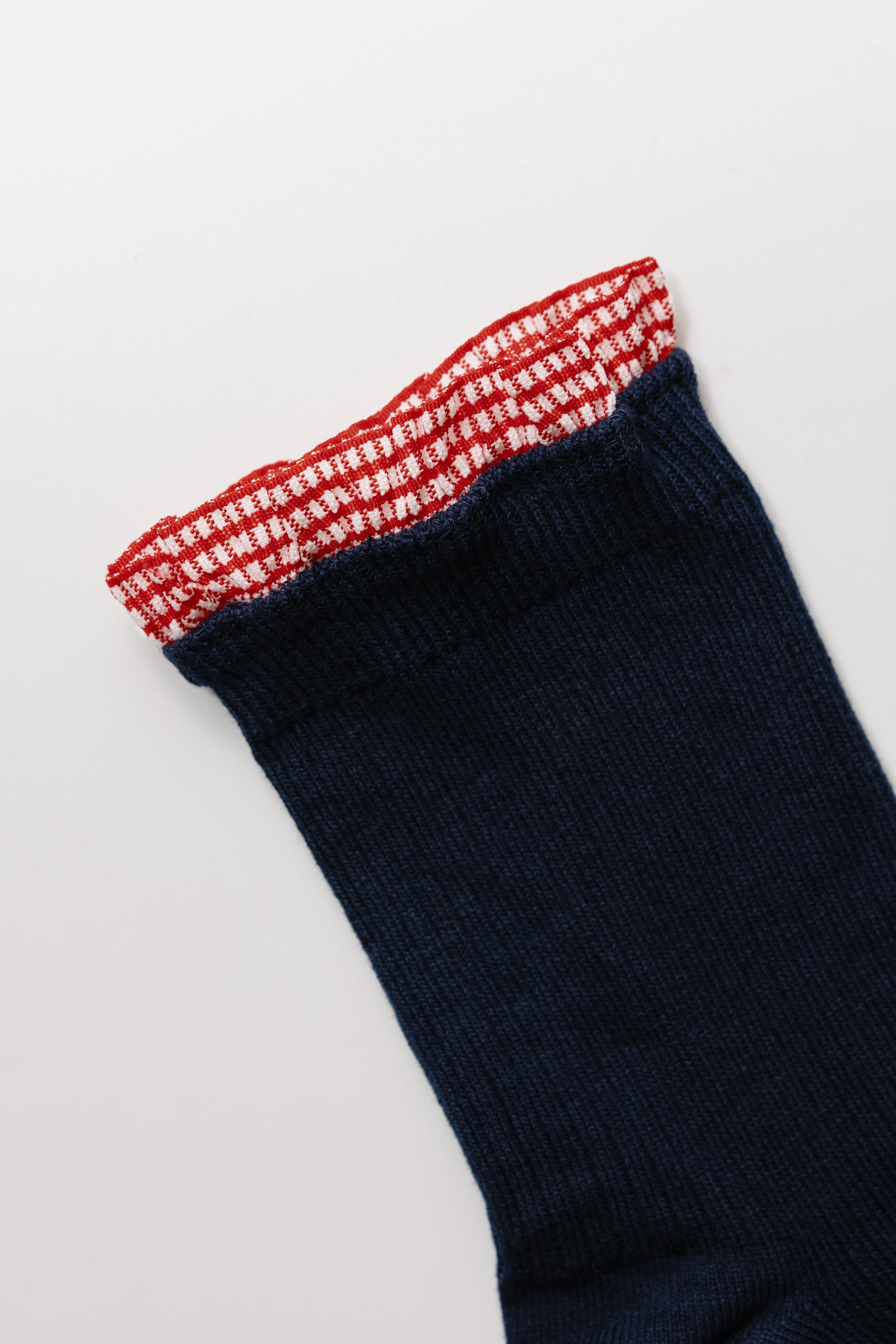 Navy Gingham Frill Grip Sock