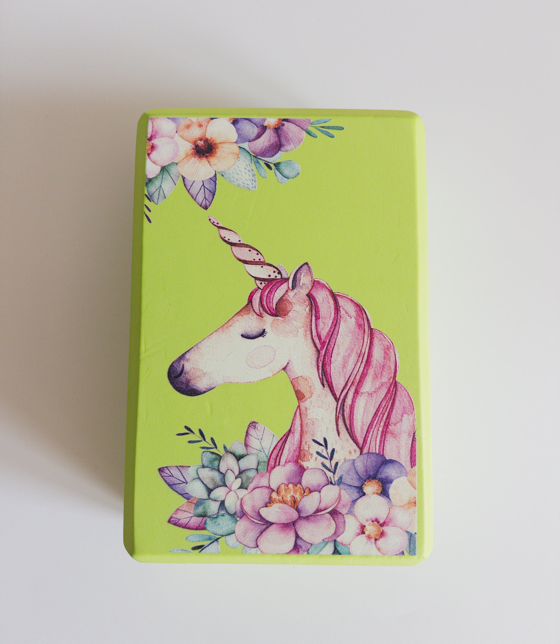 Children's Yoga Block Unicorn Green