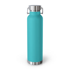 22oz Copper Vacuum Insulated Bottle — Cheerful Blue Mascot Design