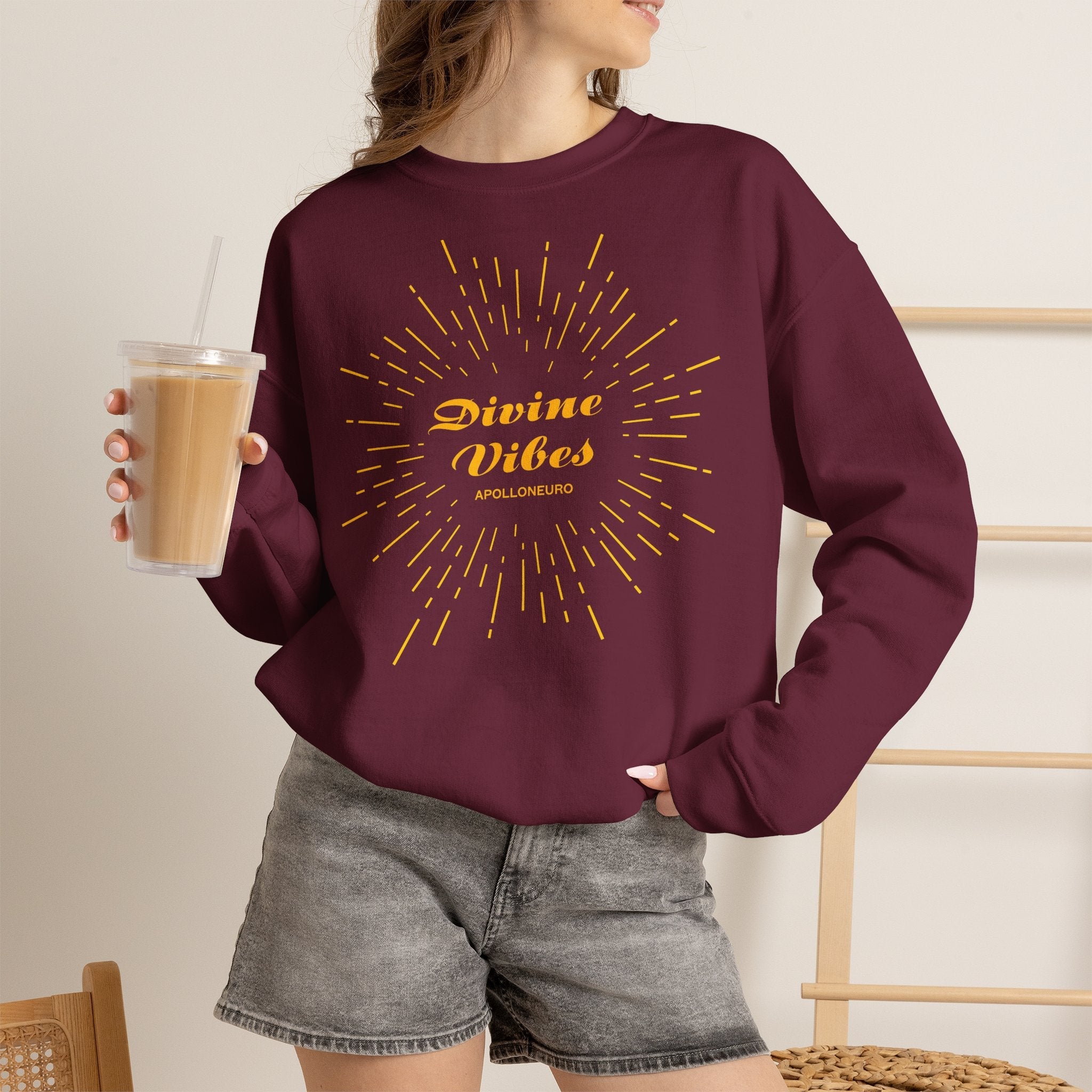 Divine Vibes Crewneck Sweatshirt — Radiant Spiritual Graphic