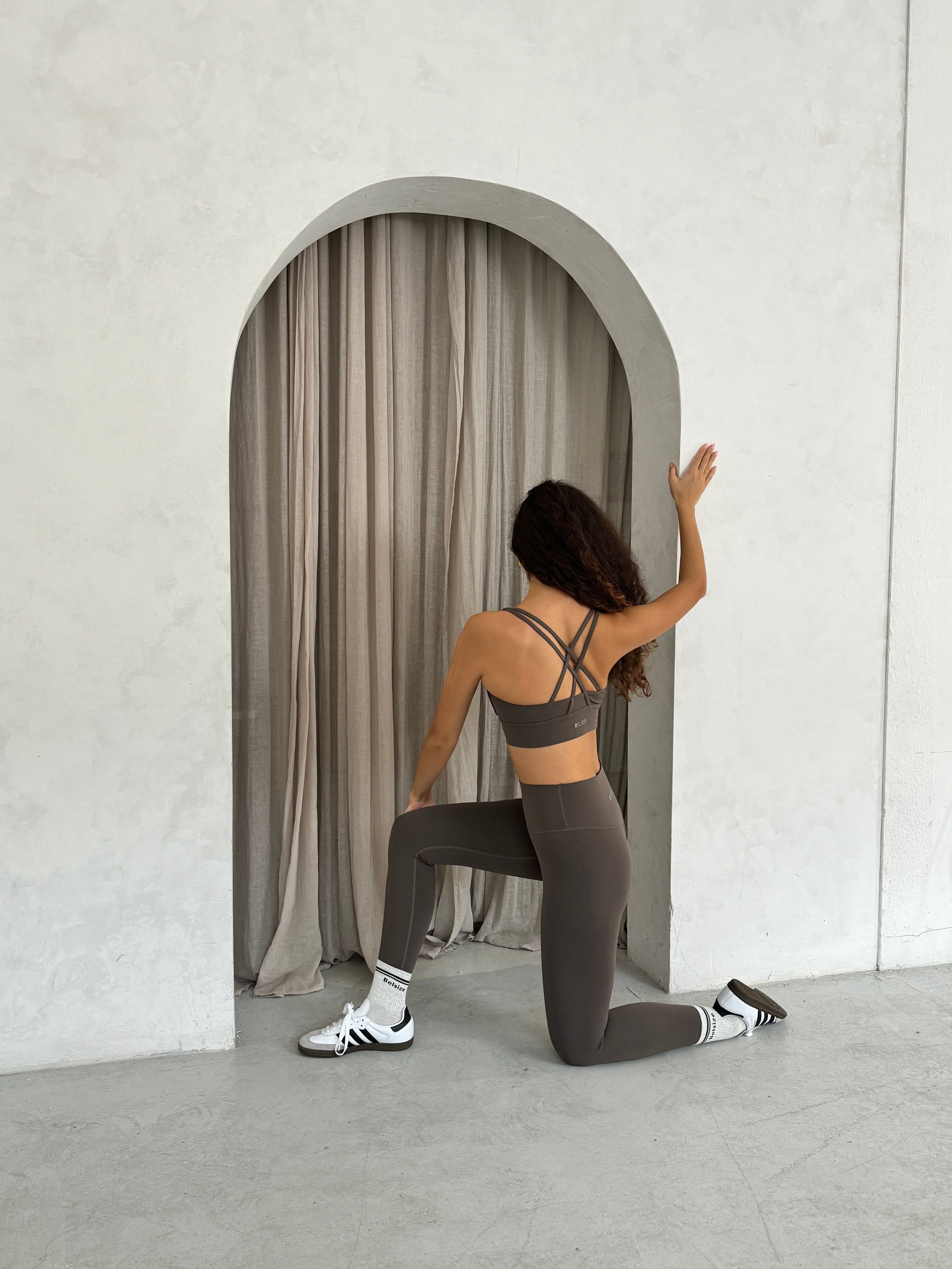Taupe Leggings and Sports Bra