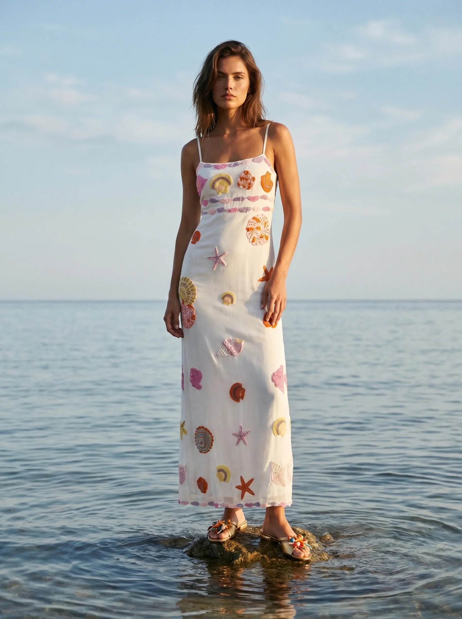 New York Strapped Dress in White