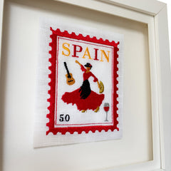 Postage Stamp Embroidery Artwork, Spain